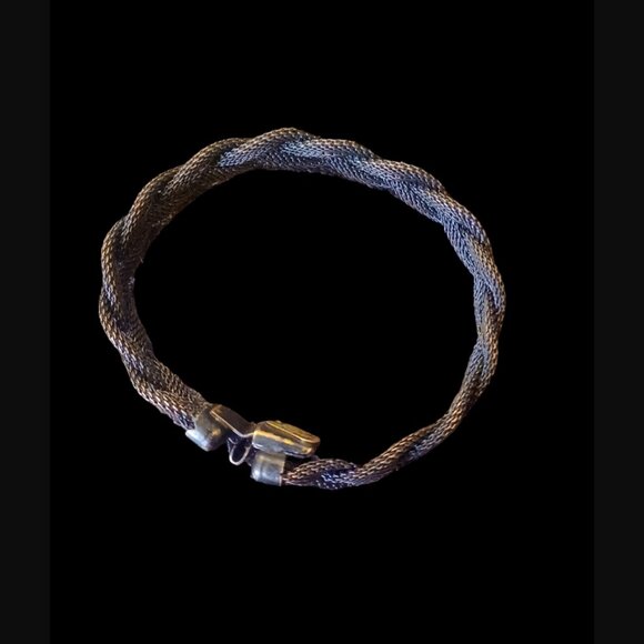 Sarah Cavender Metal Works Black And Brass Mesh Beaded Bracelet 7" - Picture 4 of 6